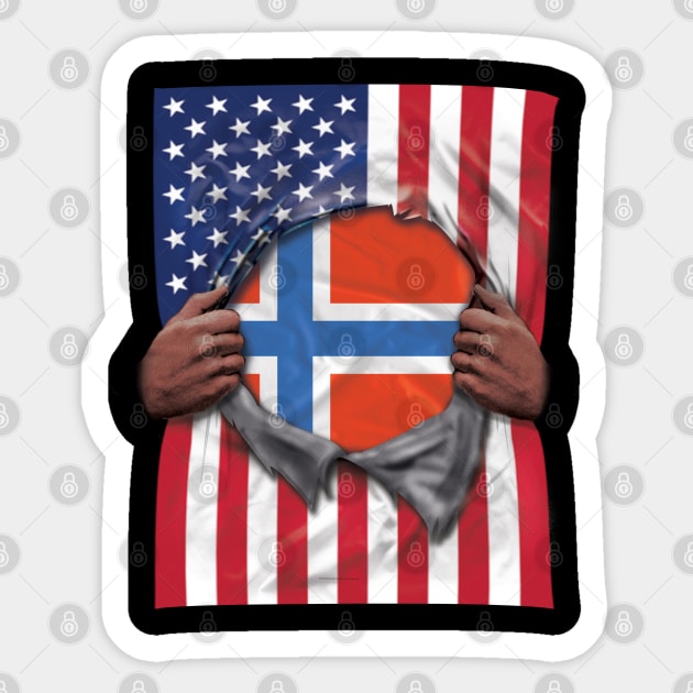 Norway Flag American Flag Ripped - Gift for Norwegian From Norway Sticker by Country Flags